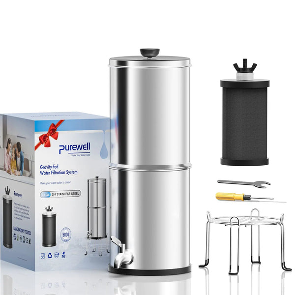 Purewell 304 Stainless Steel Gravity-fed Water Filter System 1.0 Gallon Purewell